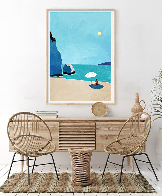 plakaty Plakat Dzika plaża - dziewczyna pod parasolem