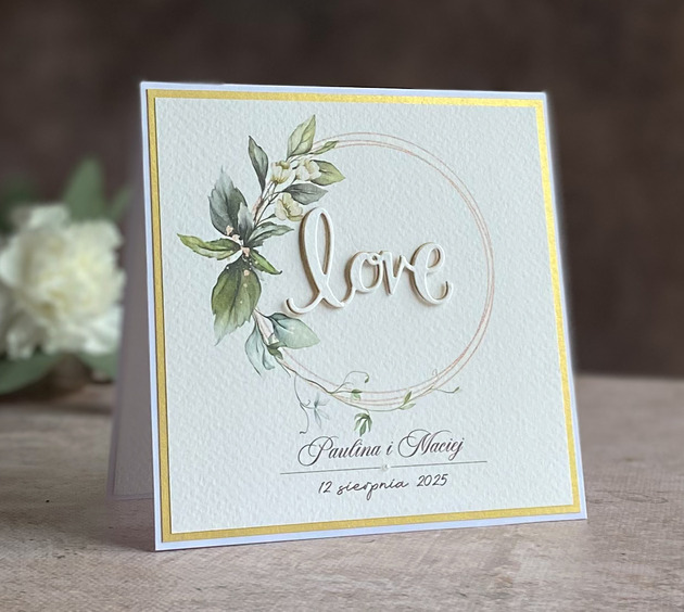zaproszenia i kartki na ślub Personalizowana kartka na ślub z kopertą - ALLURE, WA 23a