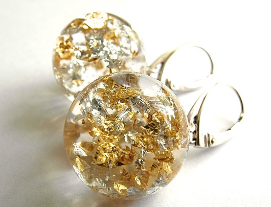 Kolczyki z ze srebrno-zlotymi płatkami Grol Jewellery