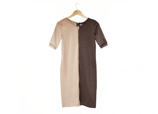 Double Zipped Dress Brown&Cappuccino Lets Funky