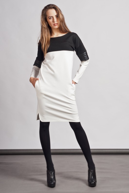 Dress with quilted leather accents Lanti