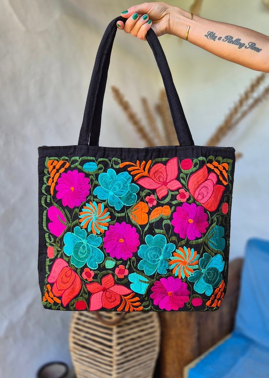 torby na ramię Torba haftowana Arriaga Czarna duża pojemna