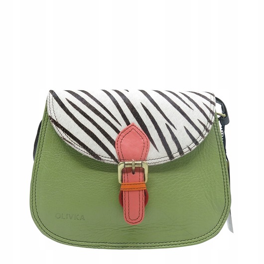 torby na ramię Torebka damska listonoszka skórzana klapka w zwierzęcy wzór eko OLIVKA