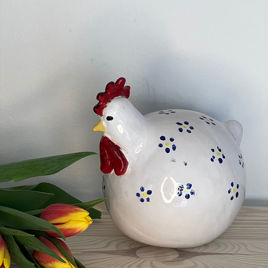 figurki i rzeźby Kura w niebieskie kwiatki