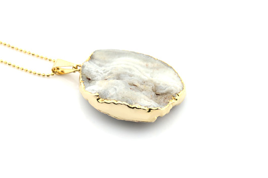 Colare Druza Agatu złoto Brazi Druse Jewelry