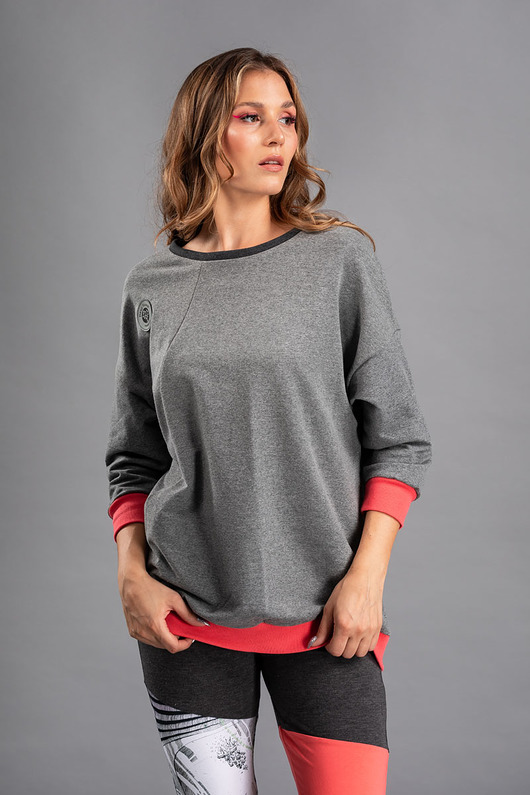 bluza bez kaptura damska Szara bluza dresowa