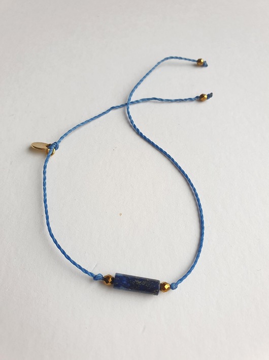 bransoletki na sznurku Bransoletka BOHO sznurkowa granatowa, lapis lazuli, hematyt