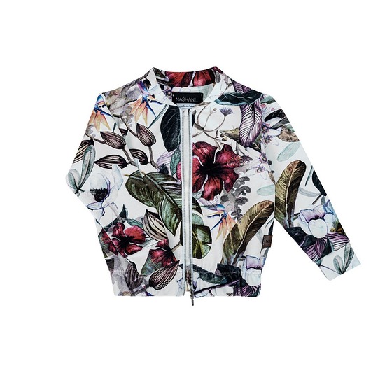 bluzy dla dziewczynki Bluza bomberka ze stójką dziecięca hawajskie jasne