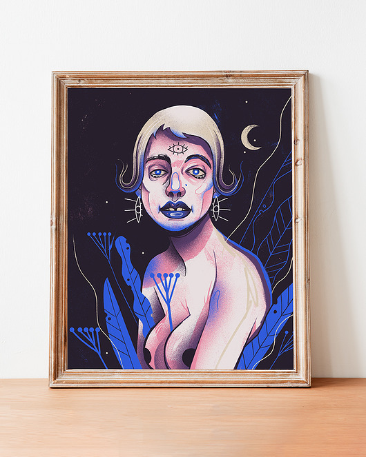 Plakat ilustracja "Portret nocą" Iza Dudzik