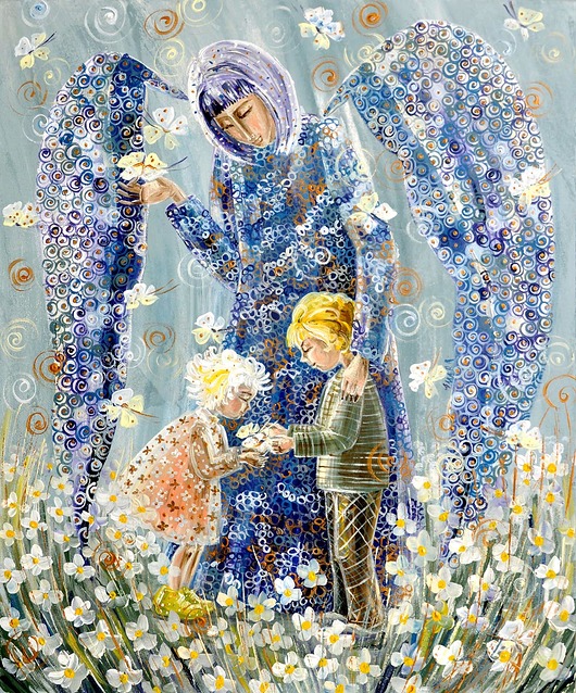 Anioł stróż dzieci 100x80cm 4mara Marina Czajkowska