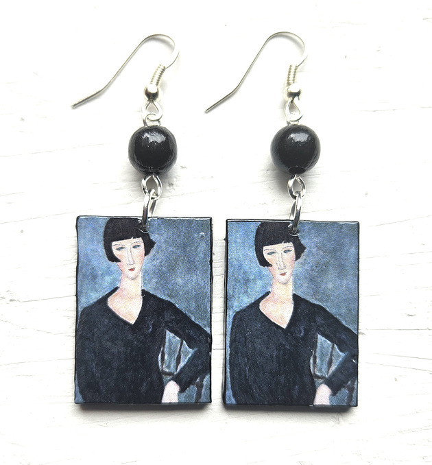 kolczyki drewniane Portret kobiety