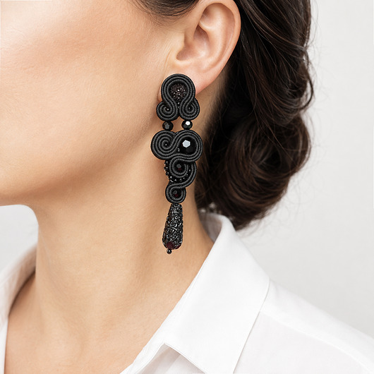 kolczyki soutache Czarne i długie kolczyki sutasz