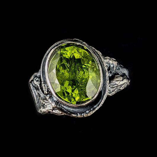 pierścionki srebrne Pierścionek soczyście zielony peridot