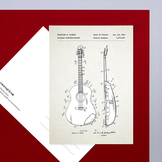 Plakat Gitara - pocztówka minimalmill