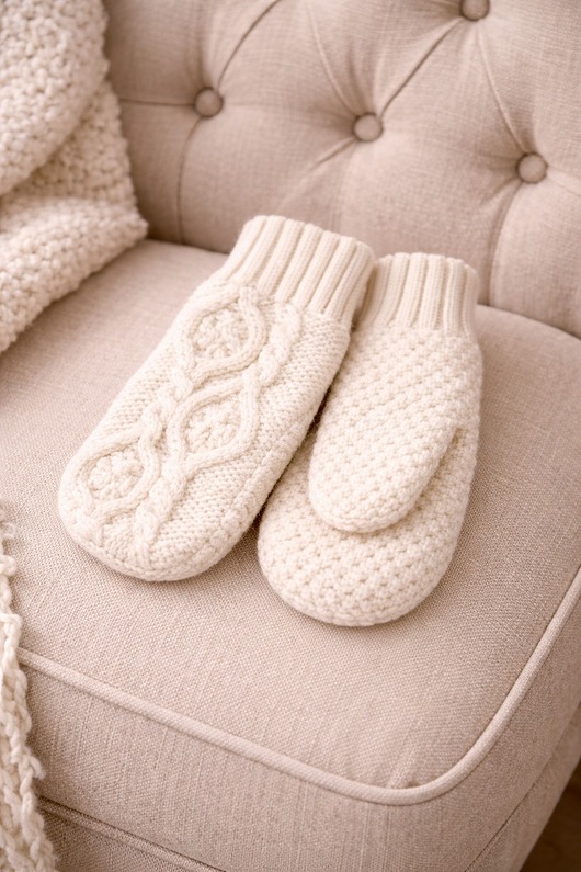 rękawiczki damskie Luksusowo miękkie rękawiczki -100% wełny merynosów  naturalny krem