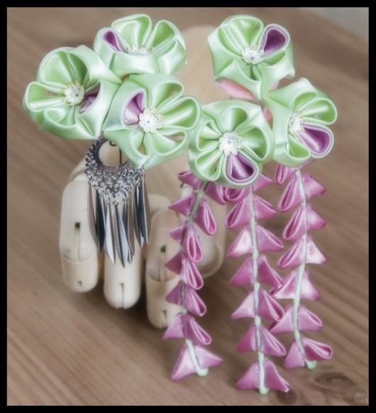 Kanzashi - Mięta i Róża HarukichiKanzashi
