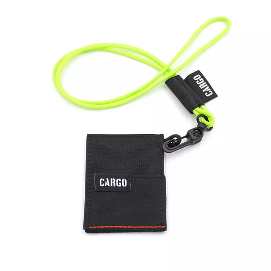 portfele damskie Zestaw Card Holder Black ze smyczą Neon Yellow