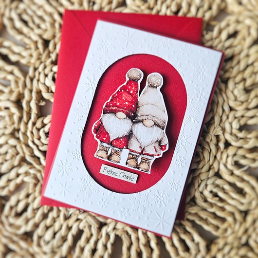 kartki świąteczne Kartka bożonarodzeniowa z gnomami na sprężynie