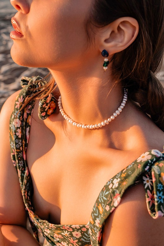 bransoletki z kamieni naturalnych Choker ze średnich naturalnych Pereł
