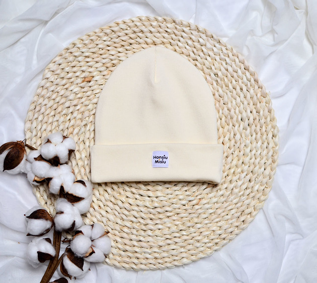 czapki dziecięce Czapka beanie Prążek Kremowa