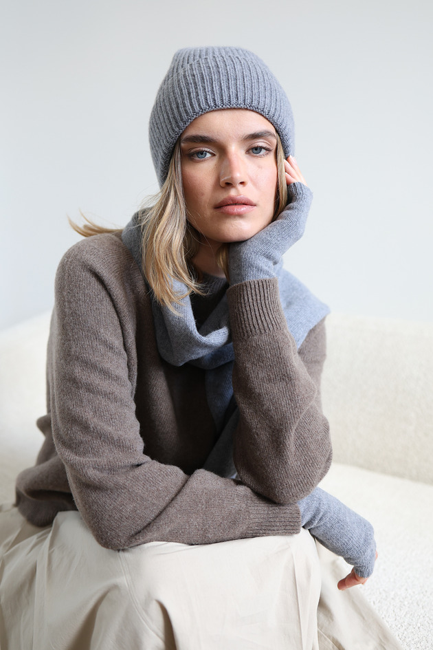 czapki damskie Czapka Merino & cashmere szara