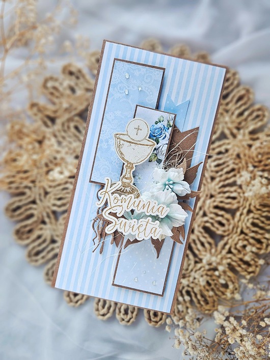 kartki na komunię Kartka komunijna z kielichem