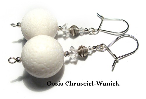 Biały koral, srebro i kryształ Swarovski Gosia Chruściel-Waniek