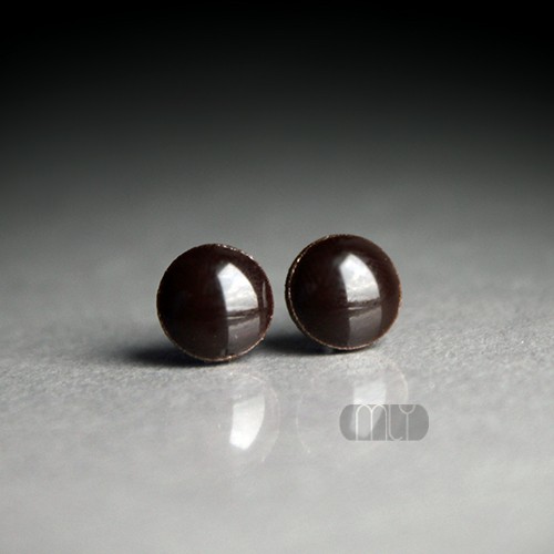 kolczyki ceramiczne Mini Czekoladowe 6mm/stal chirurgiczna/