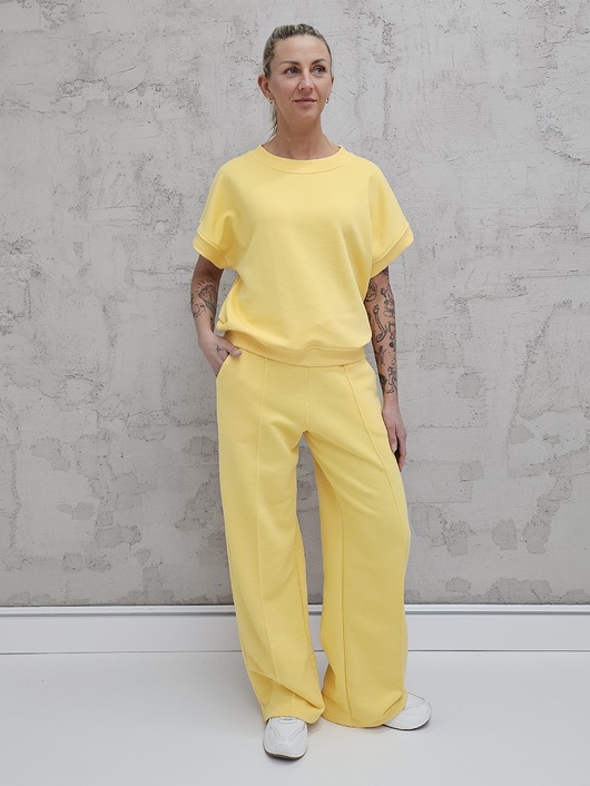 komplety damskie Chiara oversizowy komplet bezrękawnik i spodnie wide leg Butter Yellow