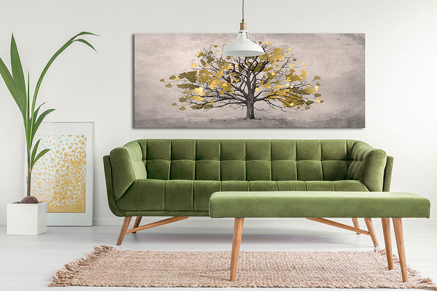 obrazy Obraz na płotnie Drzewo w beżach- 147x60