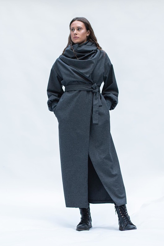 płaszcze damskie URU ocieplany płaszcz wełniany 100% wełny