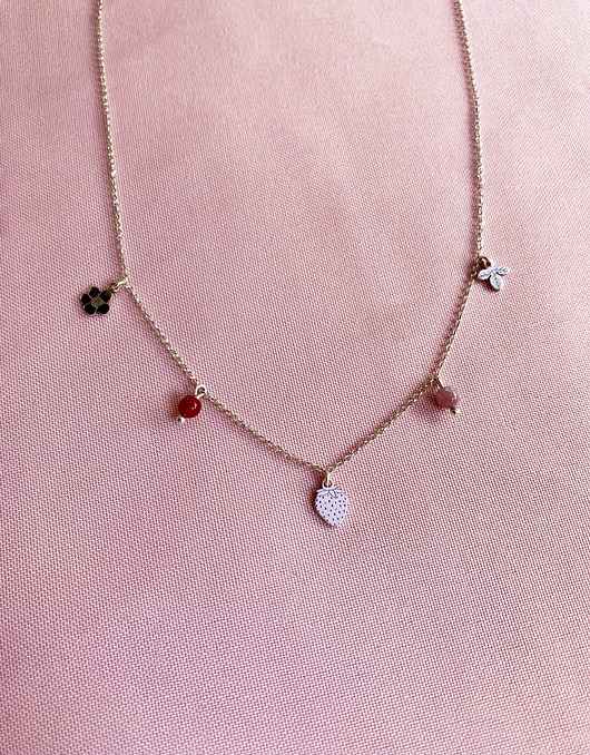 srebrne naszyjniki Truskawka mini- Naszyjnik- Strawberries & Cherries