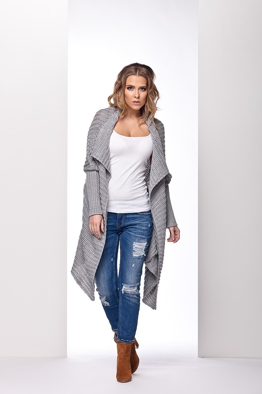 Sweter KARDIGAN szary OVERSIZE  Dressroad