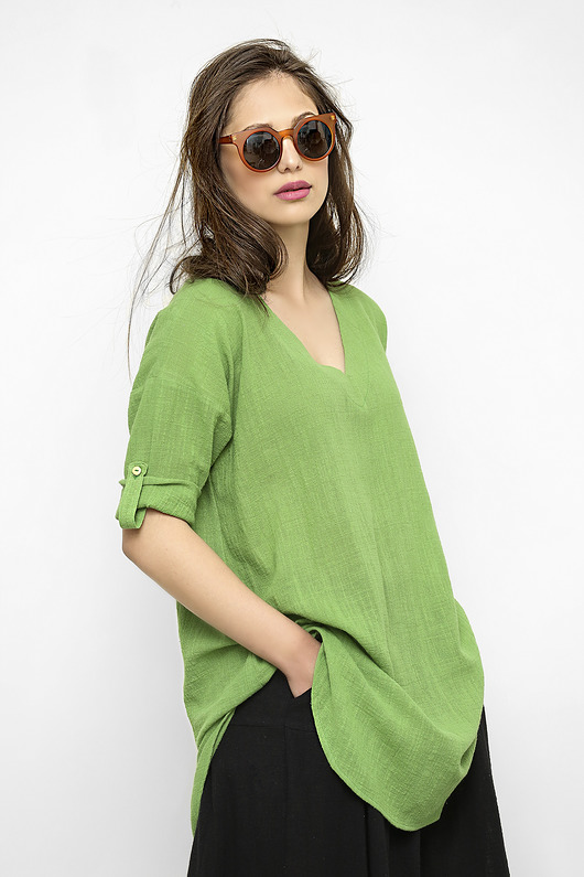 tuniki damskie Letnia tunika oversize Stefania zielona