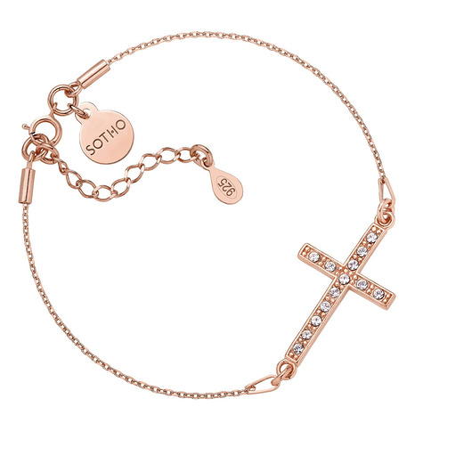 Złota bransoletka z krzyżem SWAROVSKI CRYSTAL SOTHO