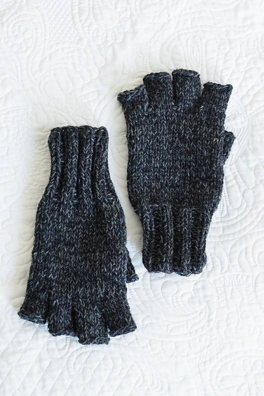 akcesoria - inne Męskie wełniane mitenki w grafitowym melanżu