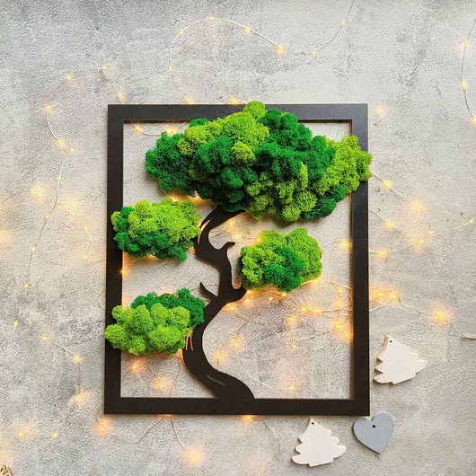 dekoracje świąteczne Drzewo bonsai z mchem, w prostokącie