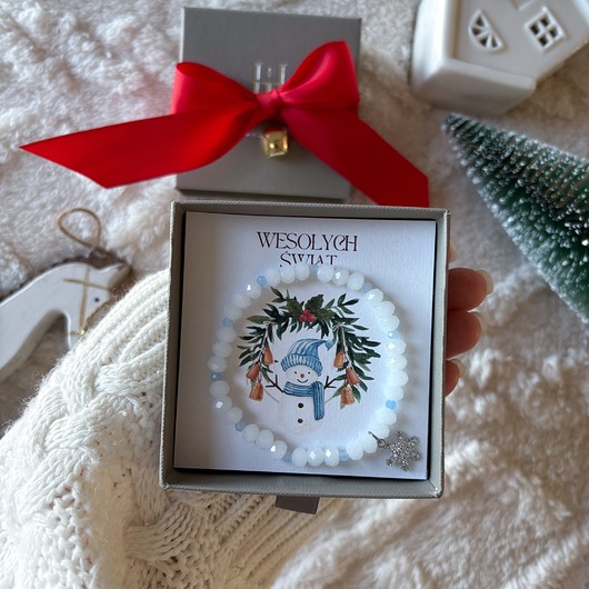 bransoletki na sznurku Błyszcząca biała bransoletka z płatkiem śniegu z cyrkonii