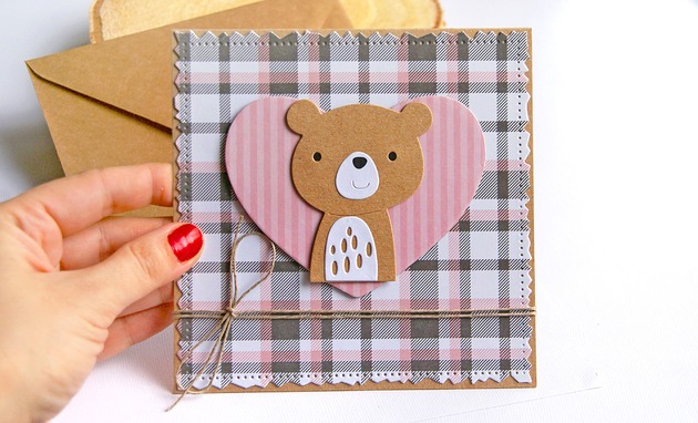 kartki, zaproszenia na chrzest Misia Kratka : kartka na urodziny, roczek