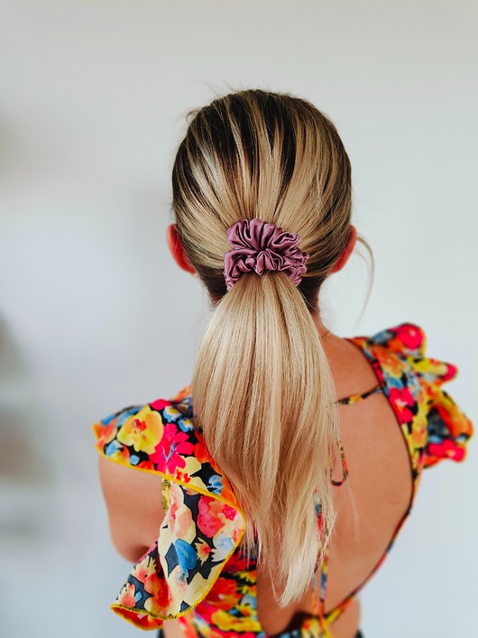 gumki do włosów Gumka jedwabna, scrunchie, frotka dusty rose MIDI