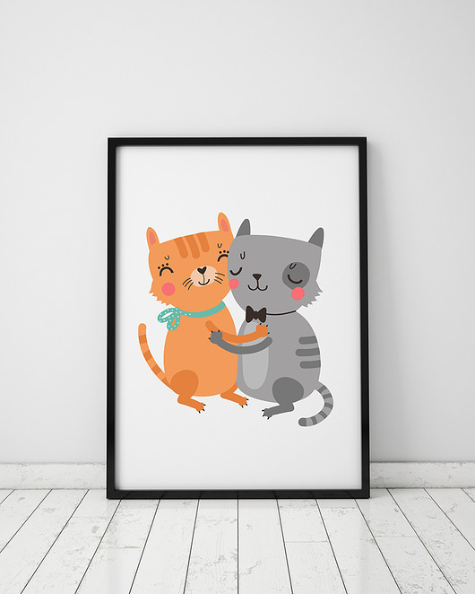 plakat. zakochane kotki (format A3) Love Life and Forest