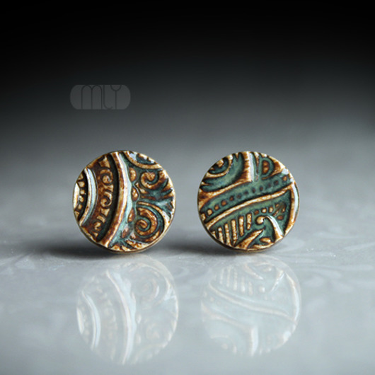 kolczyki ceramiczne Orient/stal chirurgiczna 316L/