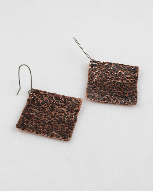 kolczyki z miedzi Lawa - miedziane kolczyki lub klipsy - ooak