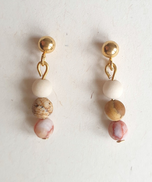 kolczyki z kamieniami Kolczyki DROPSY MINI jaspis żyłkowy, jaspis obrazkowy, kamień rzeczny