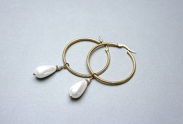 kolczyki pozłacane Kolczyki pozłacane Pearls [white] perły vol. 20