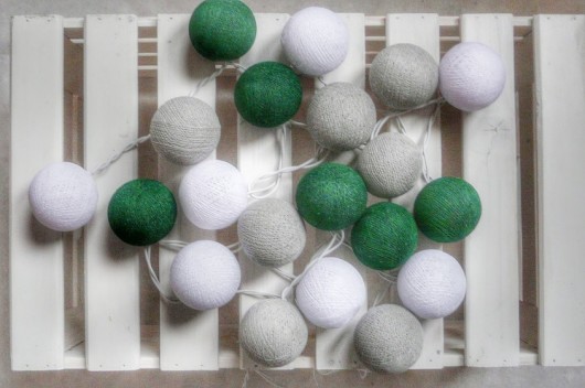 Qule Lampki Cotton Balls Light Love Green qule