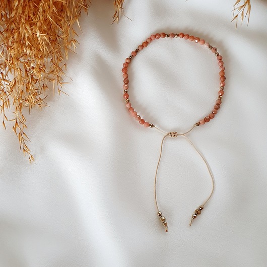 różowa bransoletka z rodonitem LEI handmade 