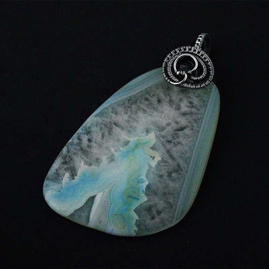 wisiory Amora - bardzo duży wisior z agatem, wire-wrapping