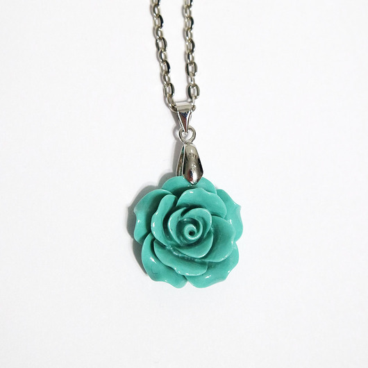 wisiory Naszyjnik - Turkusowa róża - koral