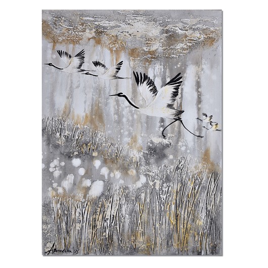 obrazy Żurawie 23 ptaki obraz do salonu malowany na płótnie